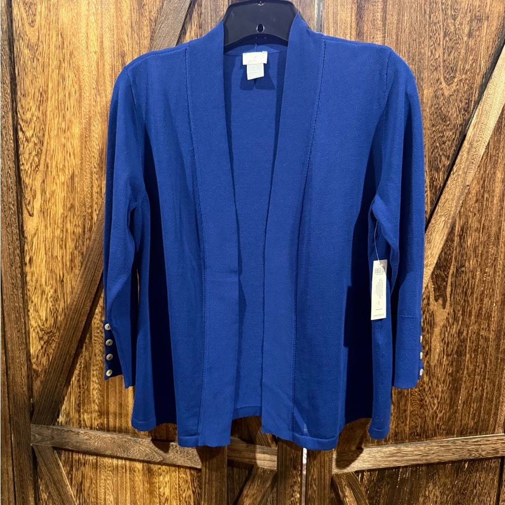 NWT - Chico’s Women's Royal Blue Open Front Cardigan Sweater - Size 1 = 8/10 M